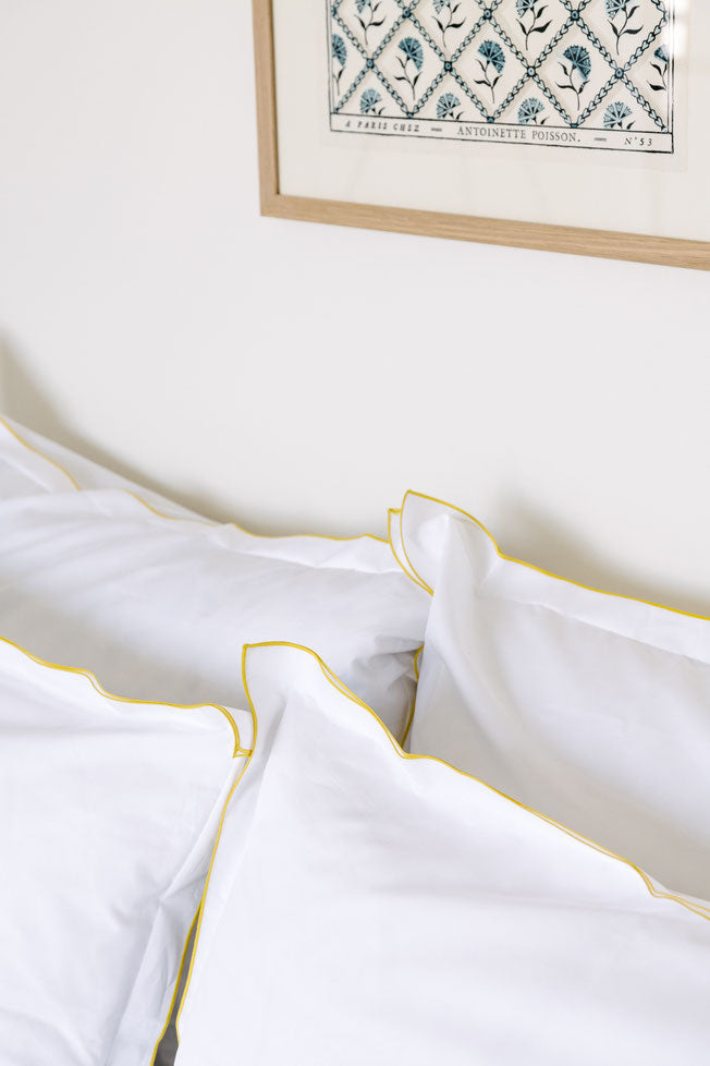 Otilly and Lewis Percale Cotton Pillow Covers with coloured edging